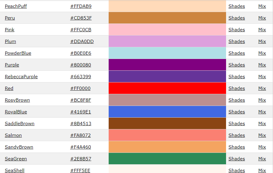 HTML HEX Kodu Örnekleri