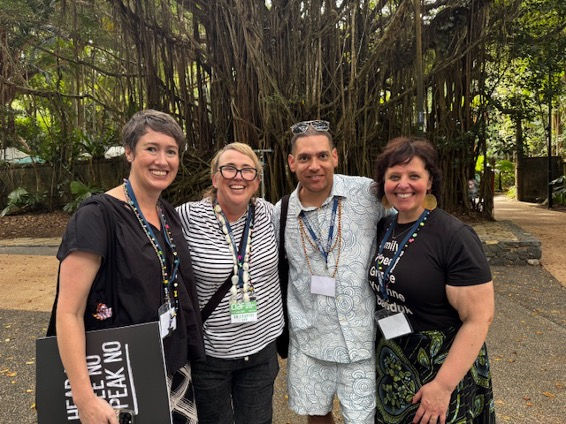 Julie McLaren, Lynnea Stewart, Tony Albert and Samantha Lawrence at CIAF. Photo: Samantha Lawrence