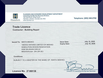 Mishko DDR licensed general contractor in Ontario