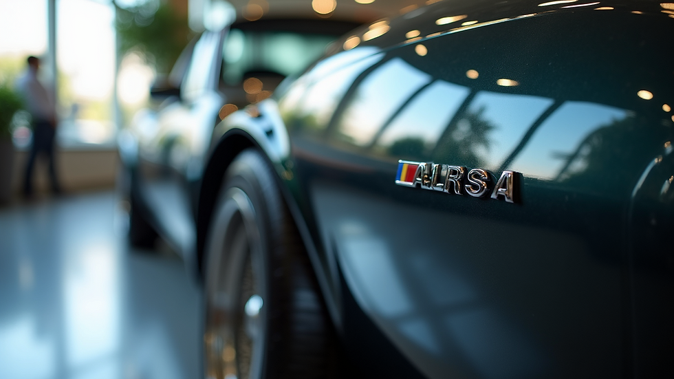 Close-up view of a polished car with a shining surface