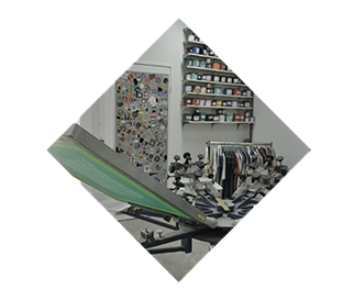Silkscreen studio with screen and ink cabinet