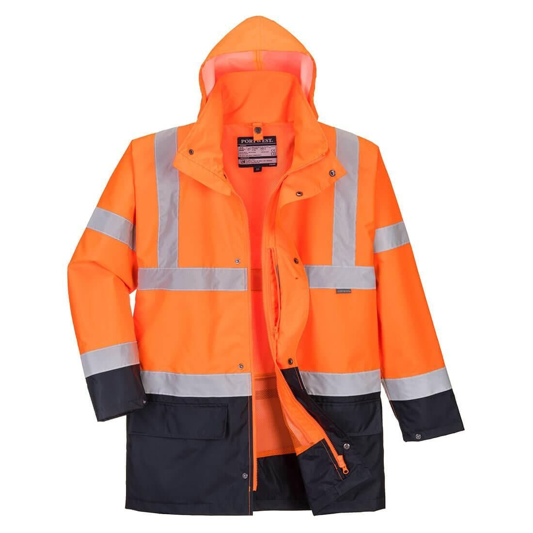 Portwest S766 5in1 Reflektörlü Parka Kaban Turuncu Lacivert İş Montu