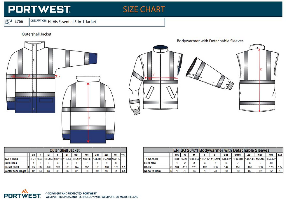 Küçük resim: Portwest S766 5in1 Reflektörlü Parka Kaban Turuncu Lacivert İş Montu