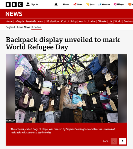 Migrant Help Sophie Cunningham Back Pack Installation