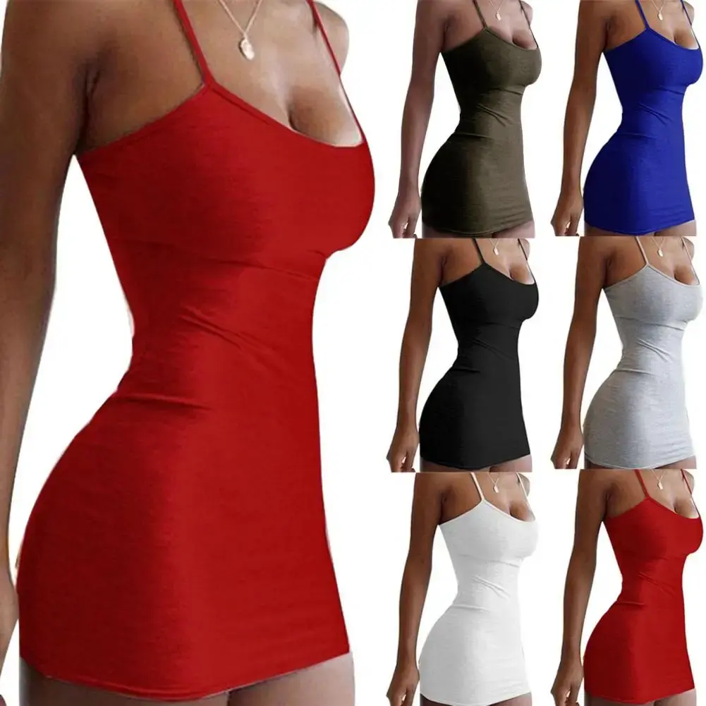 Vestido Tubinho de Nylon com Suspensório