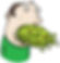 Cartoon of a Boston jiu jitsu person in a green shirt vomiting a large stream of green liquid with chunks. The background is plain, and the mood is humorous.