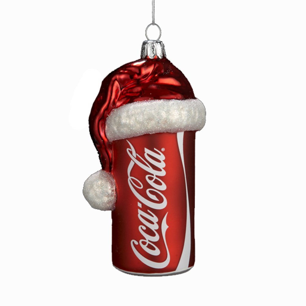 Glass Coca Cola Can with Santa Hat