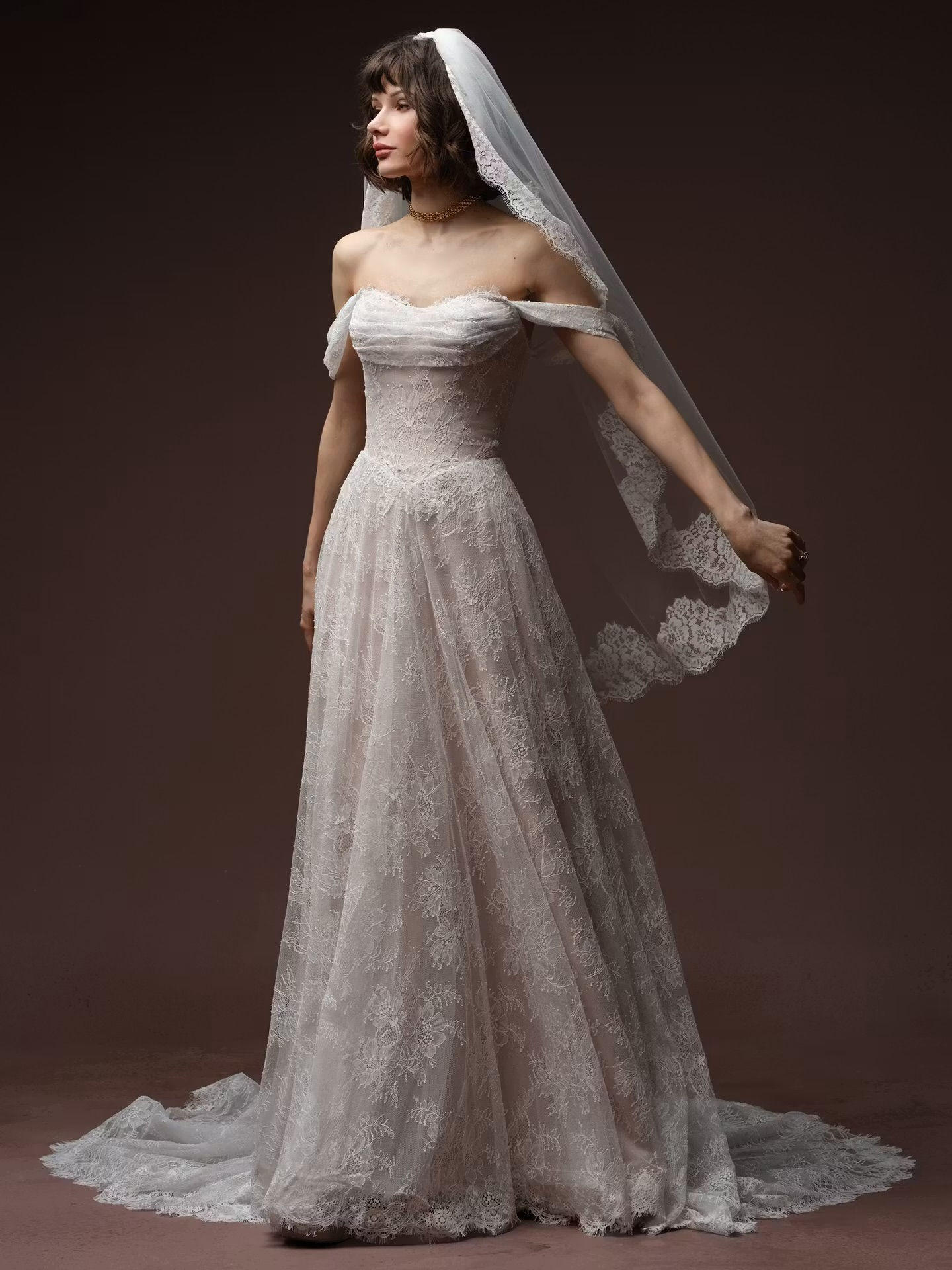 Maggie Sottero Maelle Chantilly Lace A-Line Wedding Dress