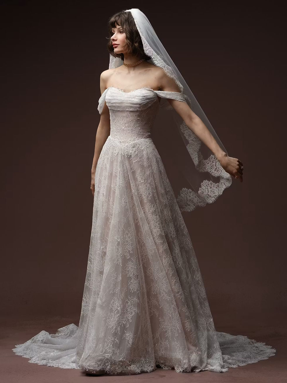 Maggie Sottero Maelle Chantilly Lace A-Line Wedding Dress