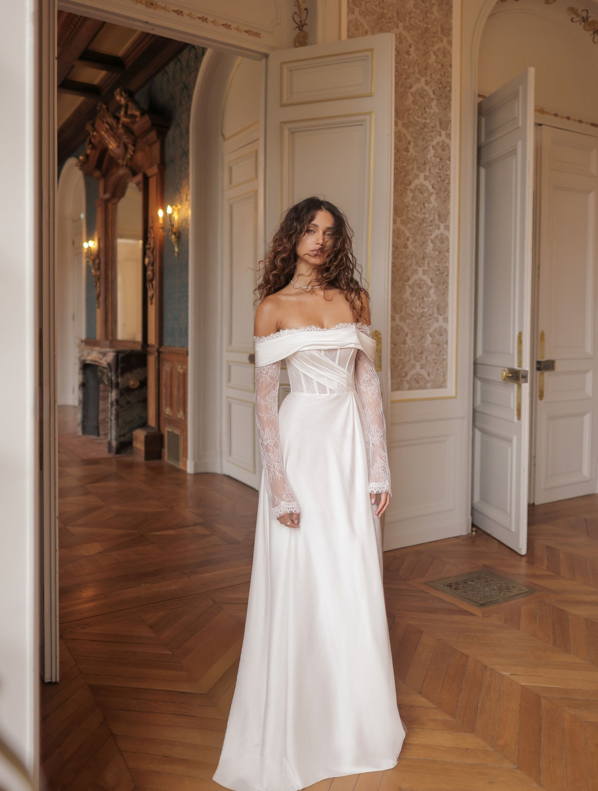 WONA Concept Murray Off-the-Shoulder Lace Wedding Dress