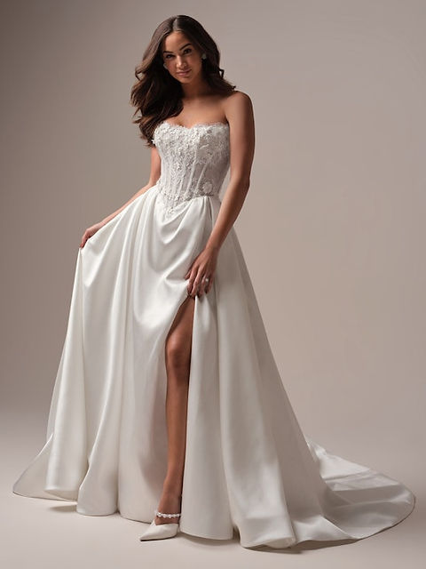 chiffon a line prom dress A-line Strapless Sweetheart Neck Chiffon Tiered Prom Dresses with Slit –  SheerGirl main image 0