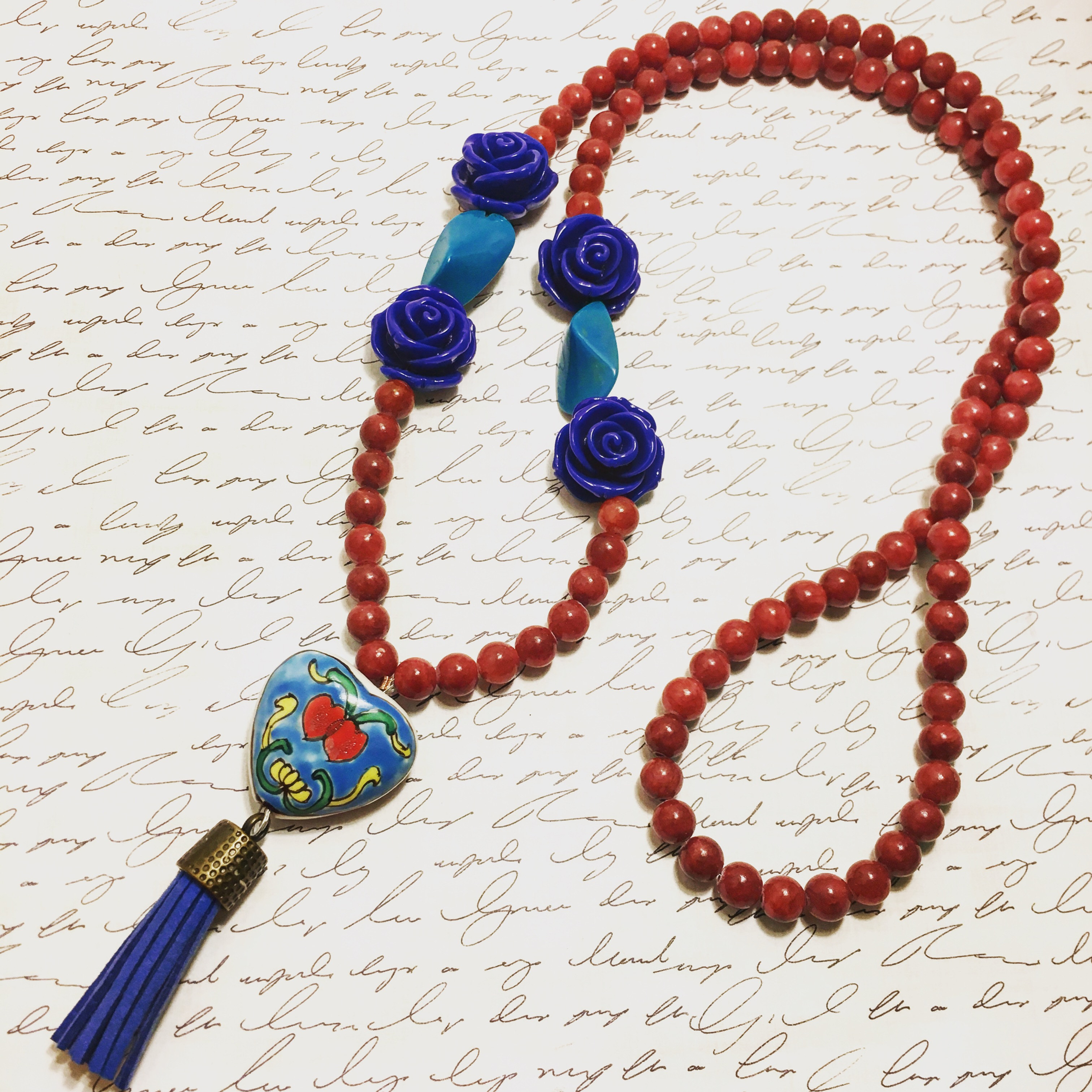 Red & Blue Rose Mala