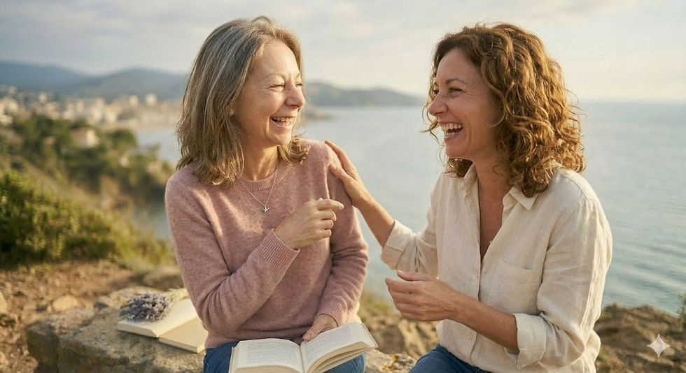 2 femmes discutent joyeusement et en toute confiance, la blessure de trahison a disparu