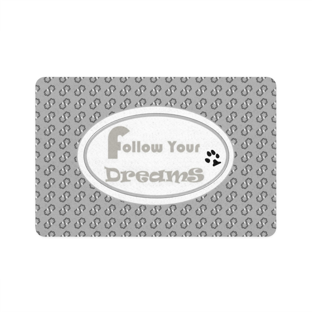 Pet Food Mat (12x18) - Follow Your Dreams (Light Grey - Light Grey)