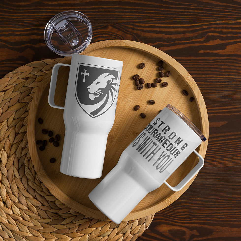 CC Slogan & Lion Travel Mug