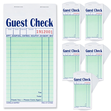 Guest Check / G7000- Green Carbonless xbook