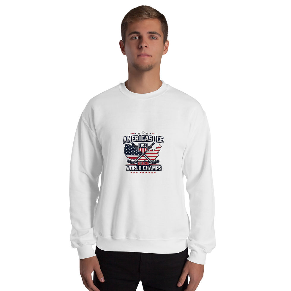 Unisex Crew Neck Sweatshirt White Front | Americas Ice