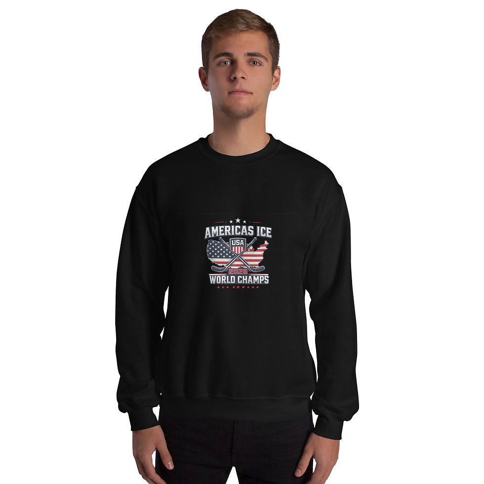 Unisex Crew Neck Sweatshirt Black Front | Americas Ice