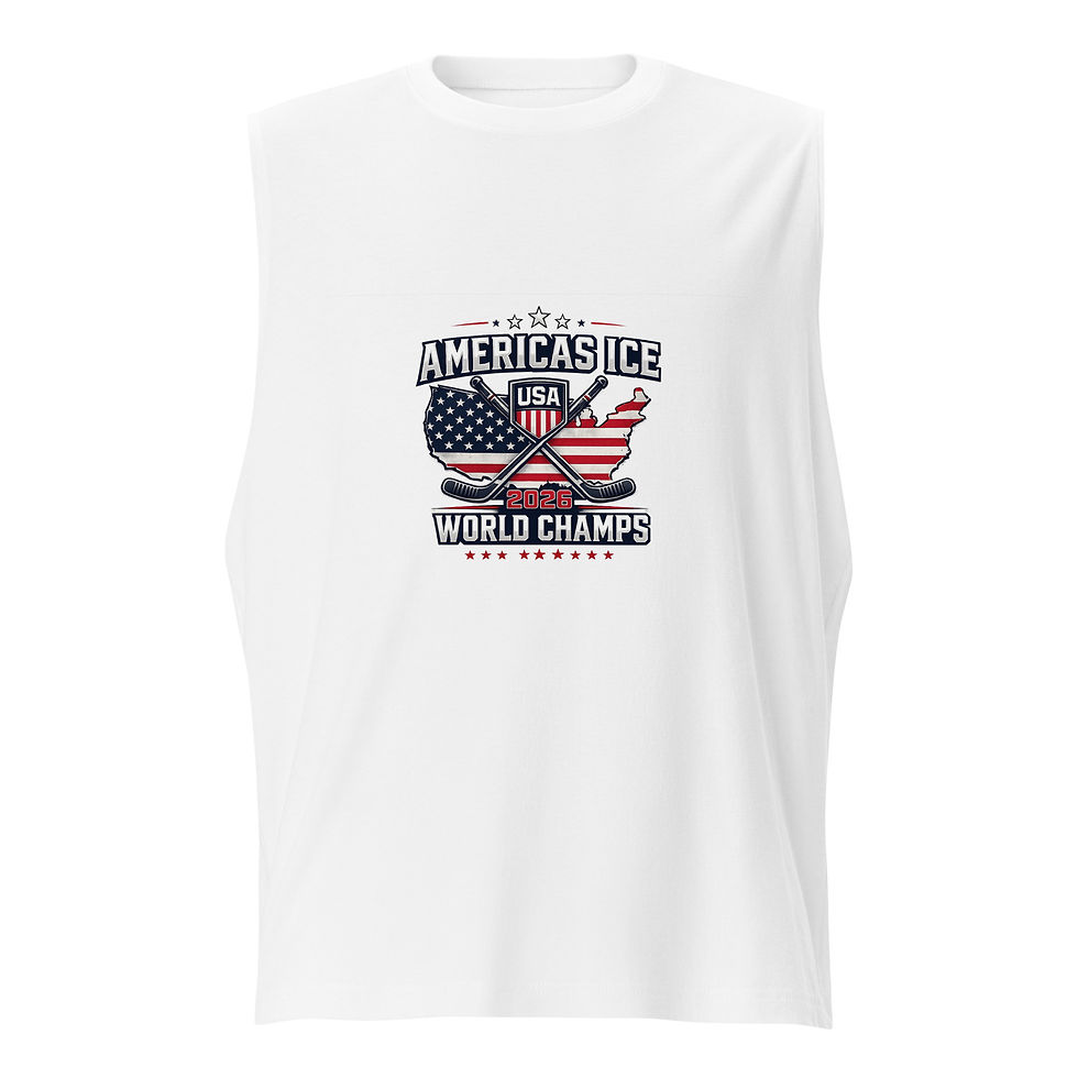 Unisex Muscle Shirt White Front | Americas Ice