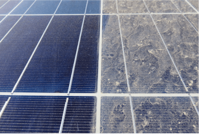 showing the process of solar panel cleaning UK