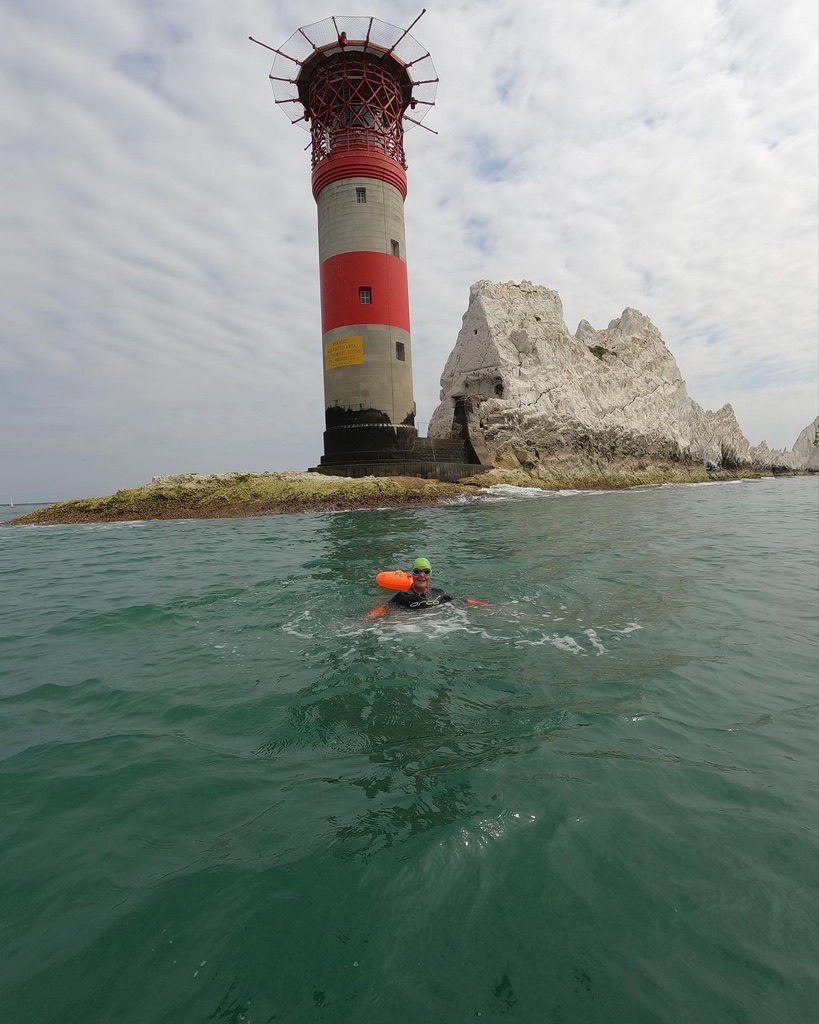 Swimming at the Needles Lighthouse