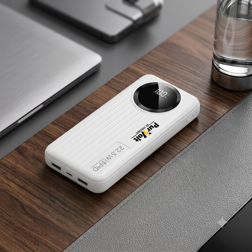 Pursonic 10,000mAh LED Fast Charging Power Bank – Built-in Cables, 22.5W Output,