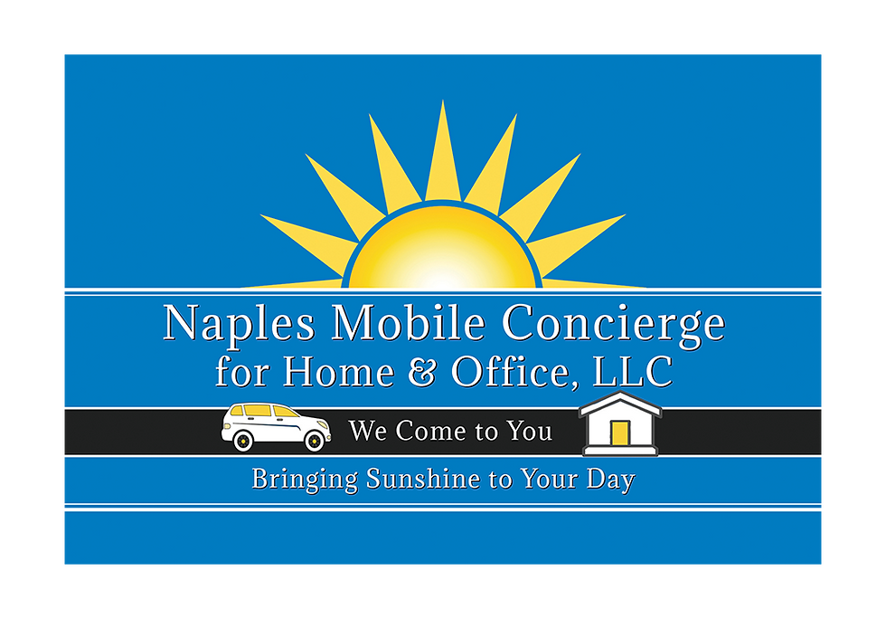 Two Naples Mobile Concierge cards: Front side of smaller postcard with logo.