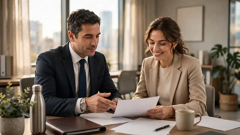 Licensed timeshare attorney reviewing unauthorized credit account with client