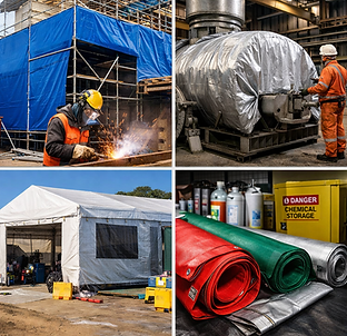 Heavy-duty industrial tarpaulins and protective sheeting