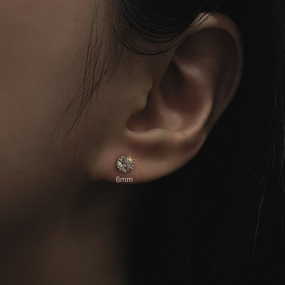Thumbnail: 14K SOLID GOLD 6 PRONG EARRINGS; 3mm,4mm,5mm,6mm