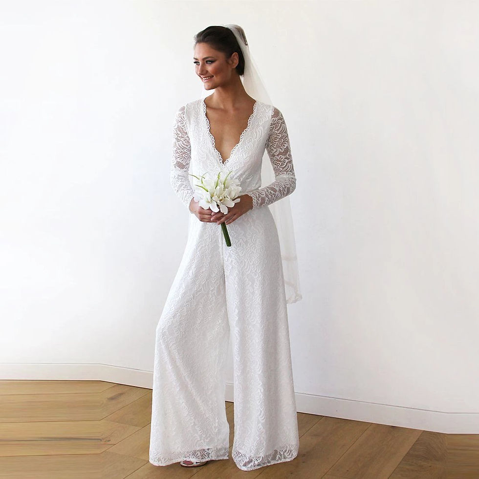 Thumbnail: Ivory Wedding Lace Jumpsuit #1169