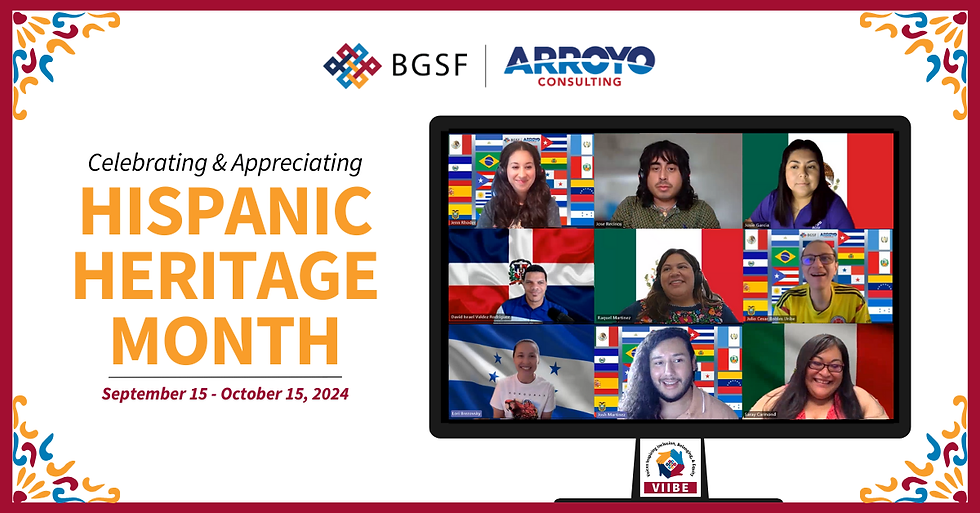 A computer screen with pictures of people with Hispanic or Latinx country flags behind them.