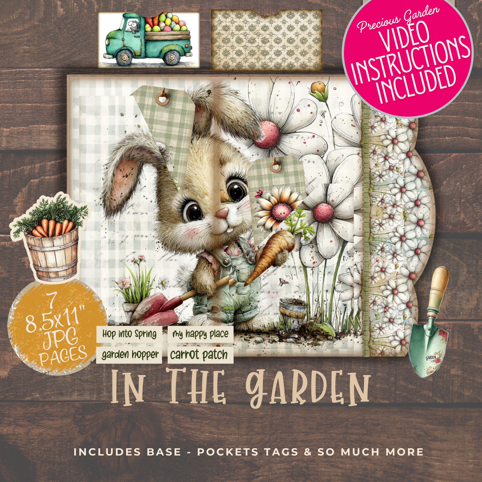In the Garden with Bunny & Friends Junk Journal Folio Kit