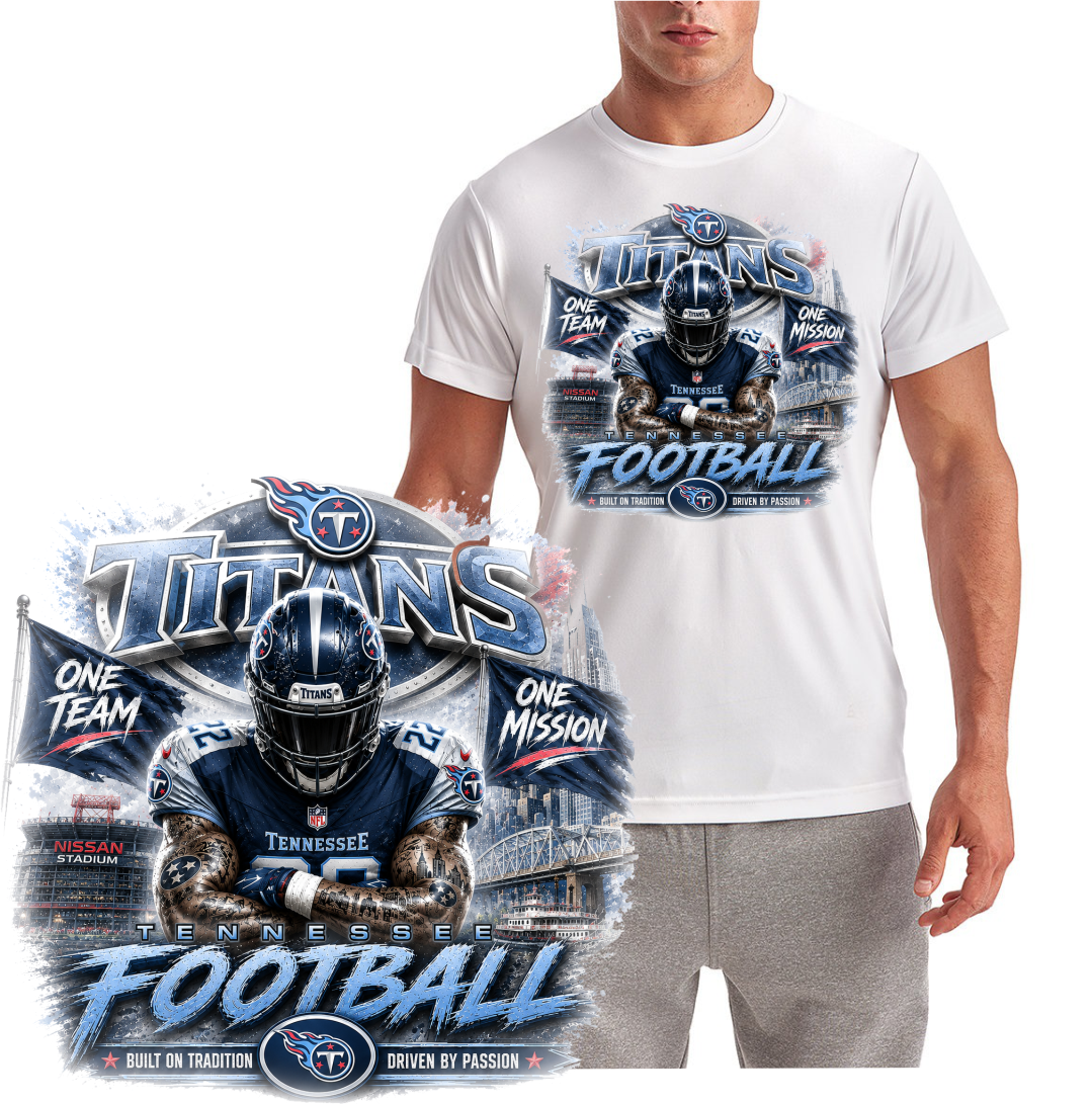 Titan Football Sketch Style Tee Running Back Design Short Sleeve T-Shirt