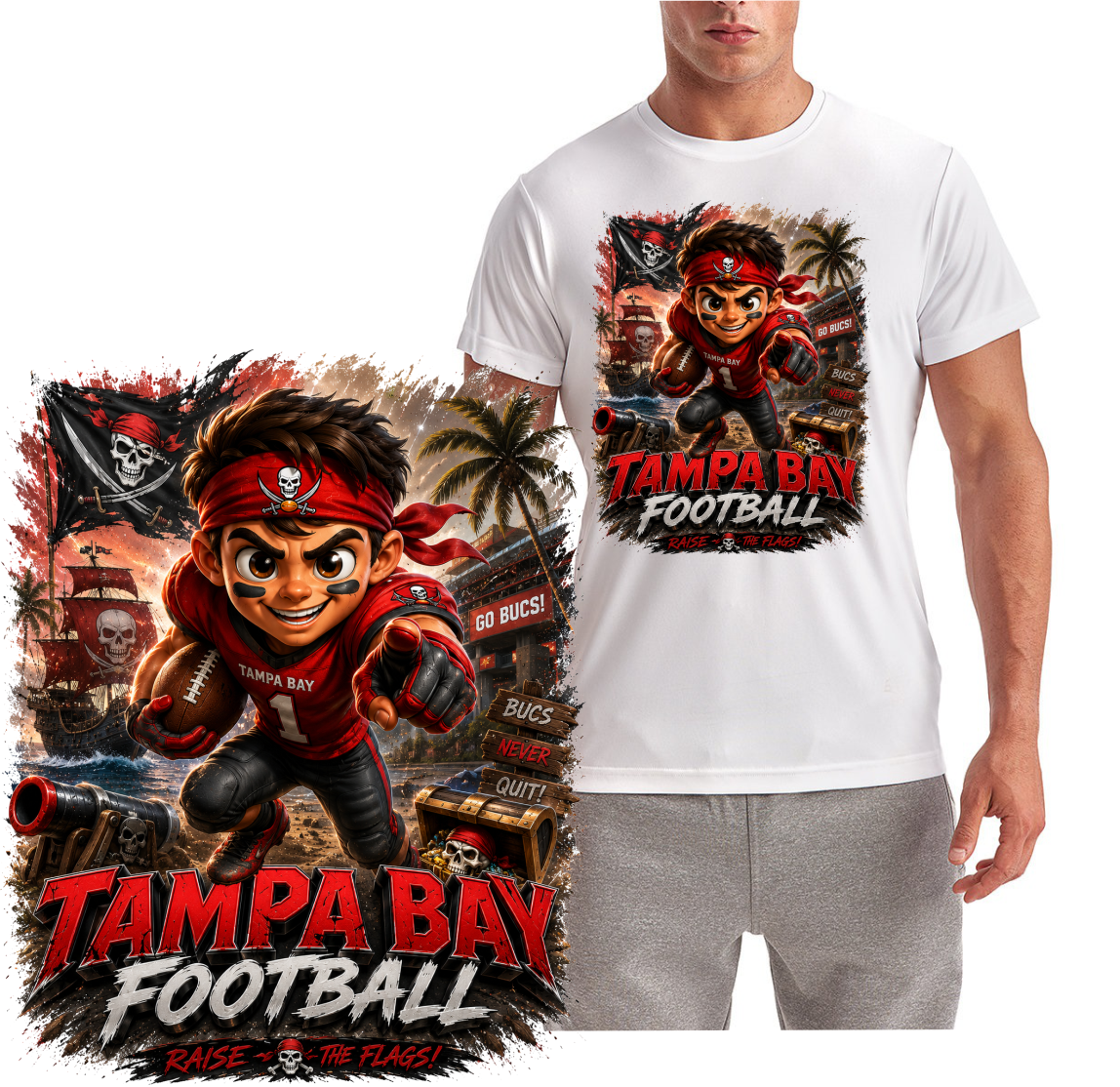 Tampa Bay Young Bucc Football Logo Short Sleeve T-Shirt
