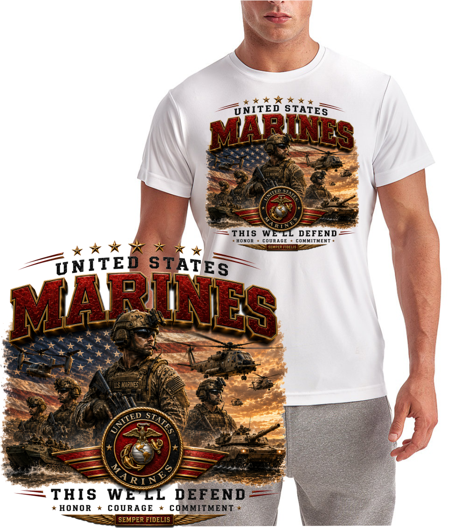 US Marines Honor Design Short Sleeve T-Shirt