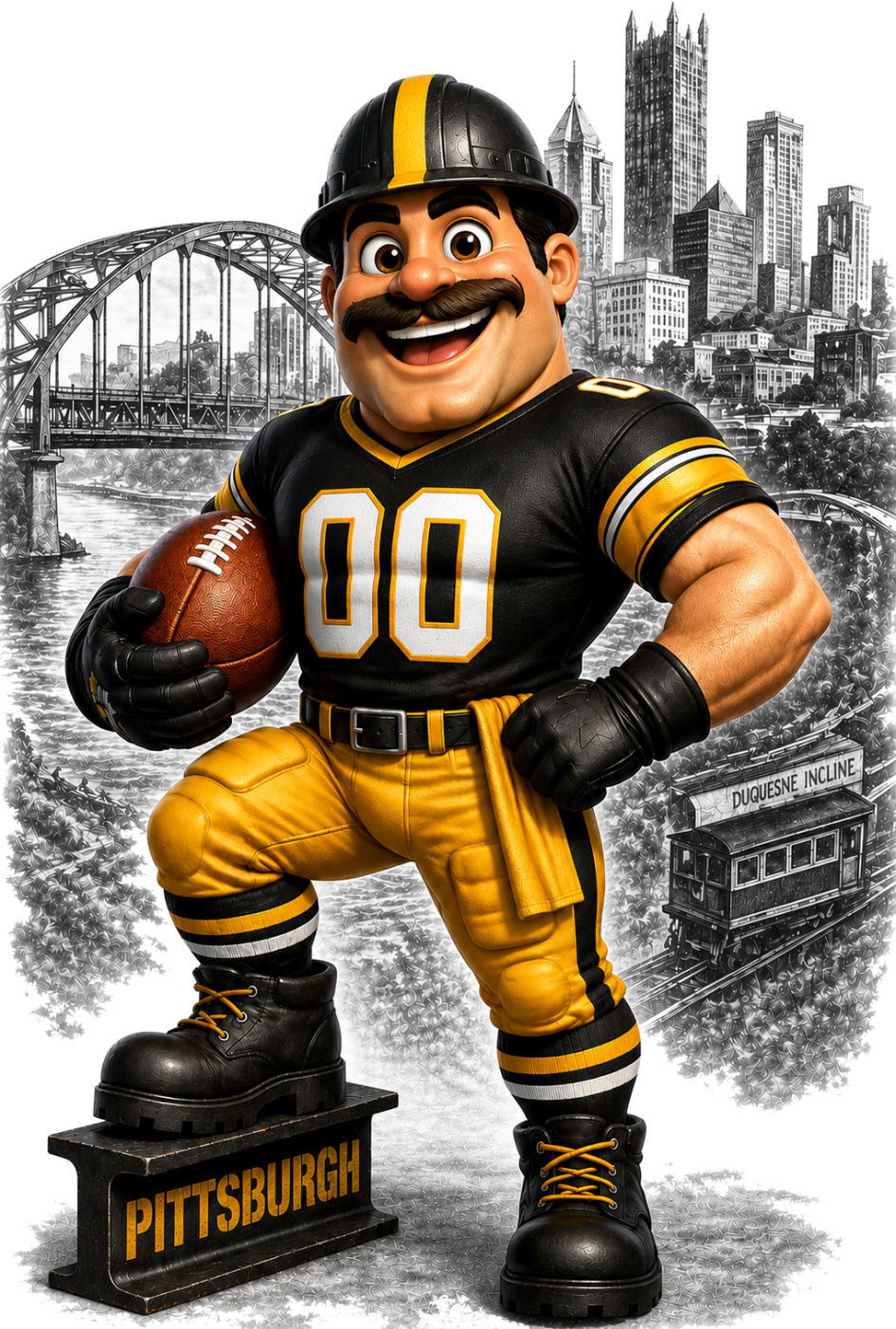Thumbnail: Pittsburgh Cartoon Mascot Short Sleeve T-Shirt