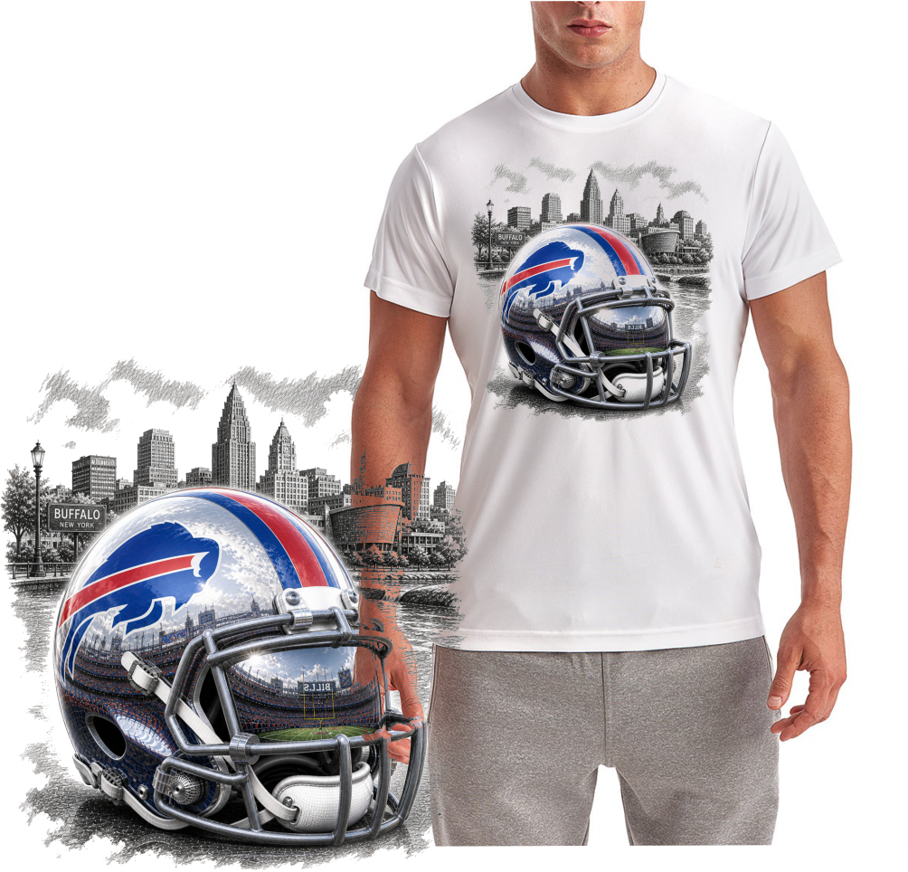 Buffalo Helmet Logo Bills Short Sleeve T-Shirt