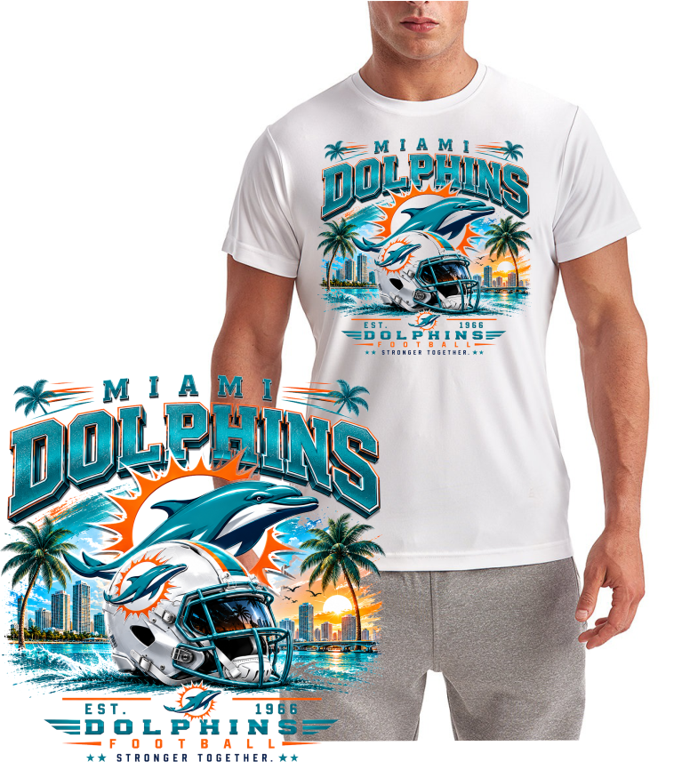 Dolphin Classic Football Logo Short Sleeve T-Shirt