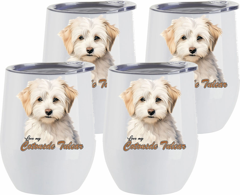 Set of 4 Cotonsde Tulear wine tumblers