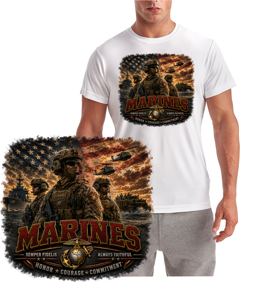 US Marines Courage Design Short Sleeve T-Shirt