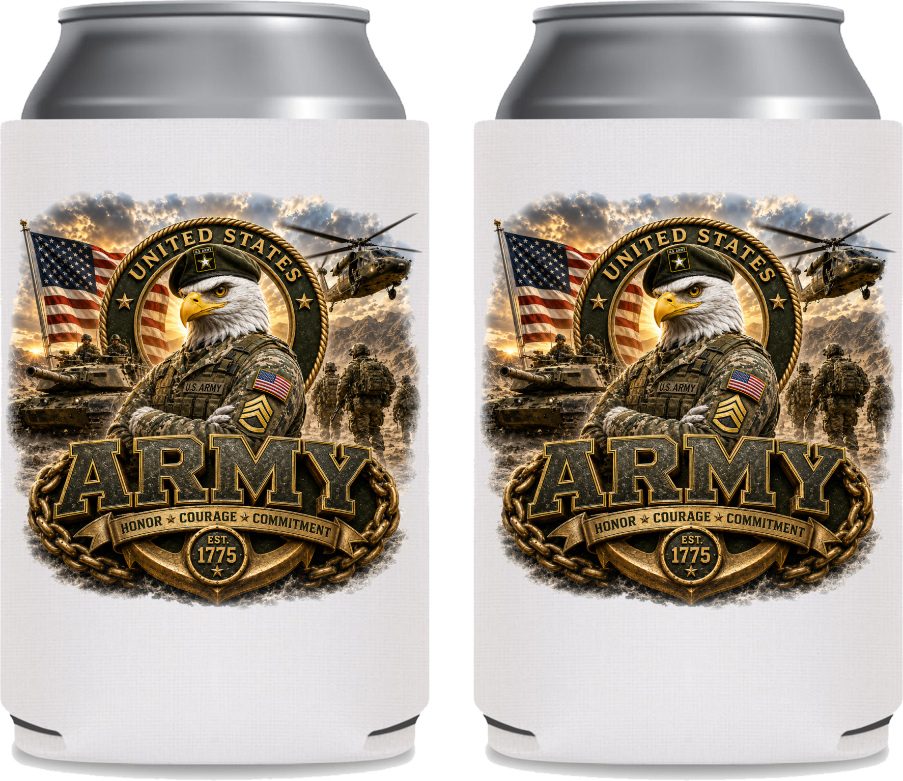 U.S. Army Military Can Eagle Koozie Great Tailgate Item