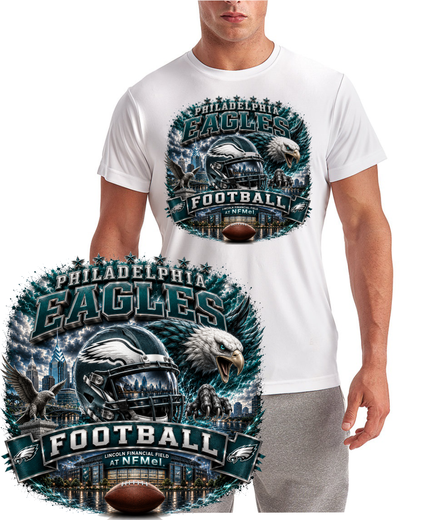 Philadelphia Helmet NFMel Football Eagle Design Logo Short Sleeve T-Shirt