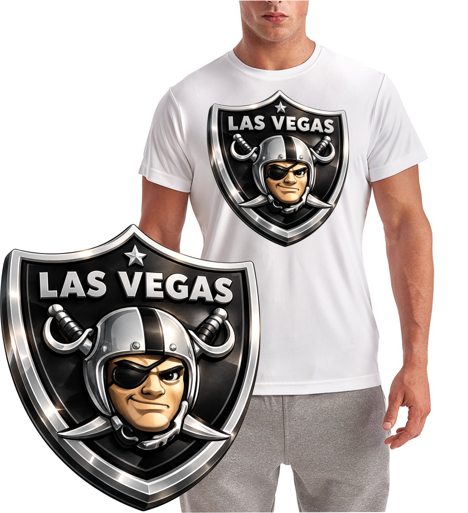 Las Vegas Football Shield Pixar Style Short Sleeve T-Shirt