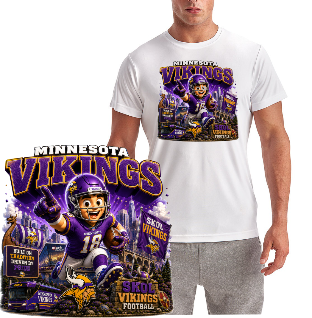 Viking Football Cartoon Short Sleeve T-Shirts
