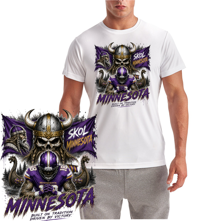 Minnesota Skull w/Player Short Sleeve T-Shirt
