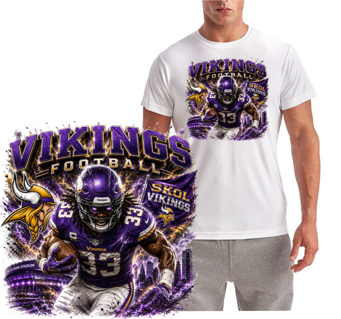 Viking Mood Tee Shield Strong Football Design Short Sleeve T-Shirt