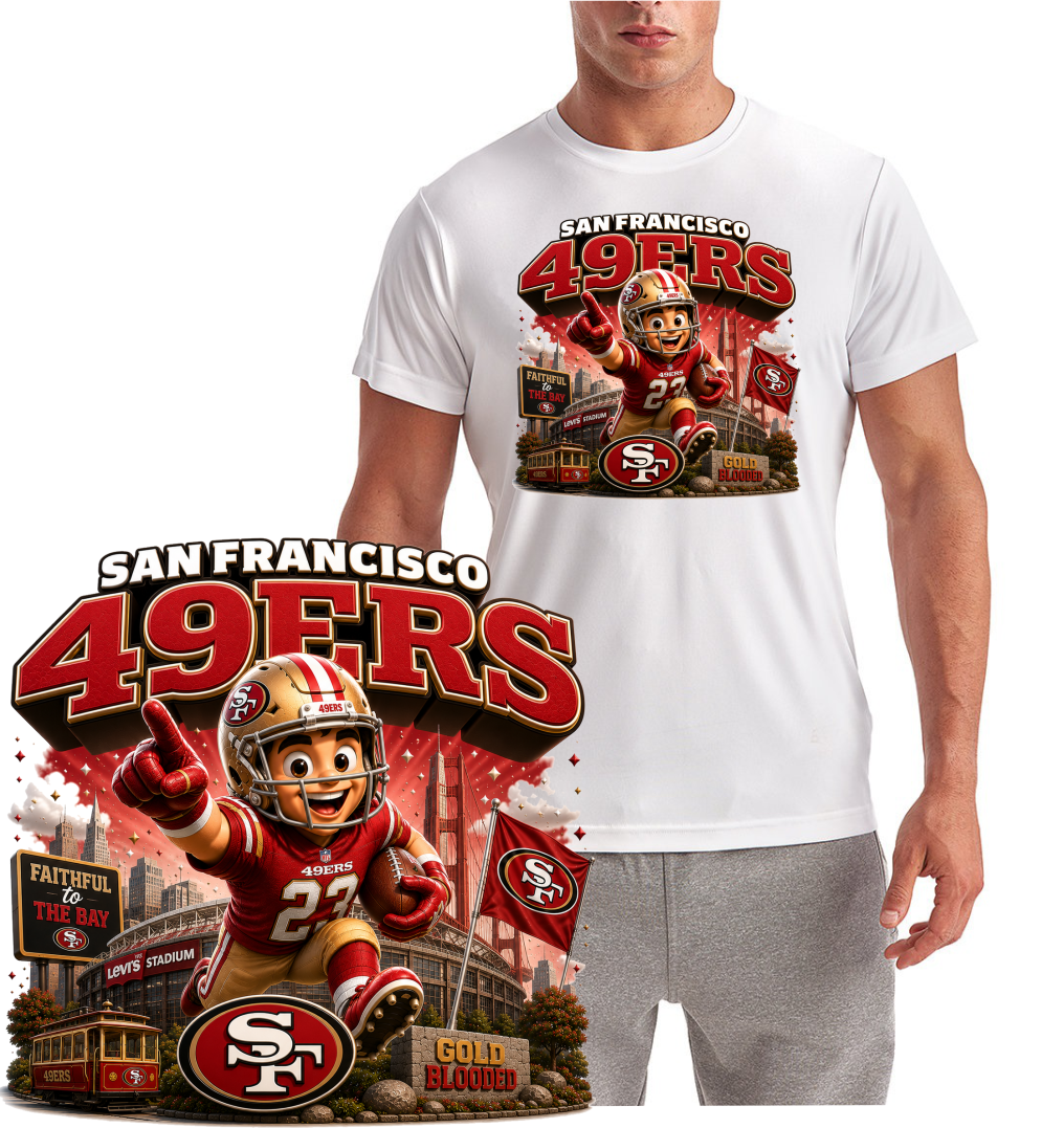 San Francisco Football Cartoon Short Sleeve T-Shirts