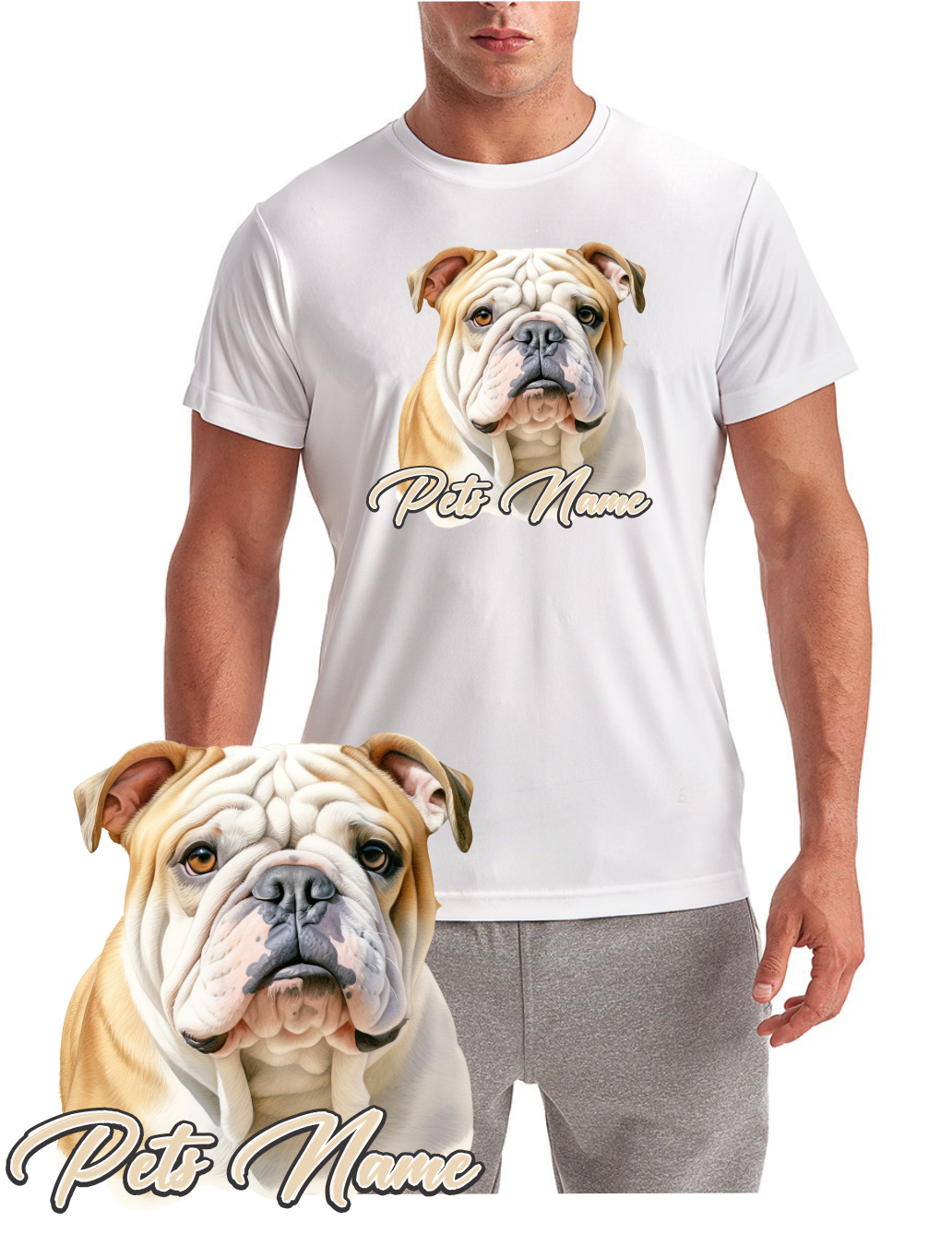 Personalized English Bulldog Dog Breed T-Shirt with custom pet name