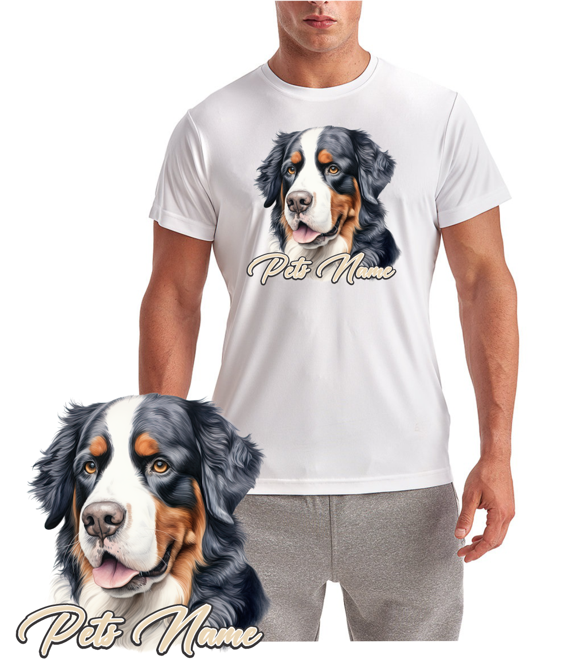Personalized Bernese Mountain Dog Breed T-Shirt with custom pet name